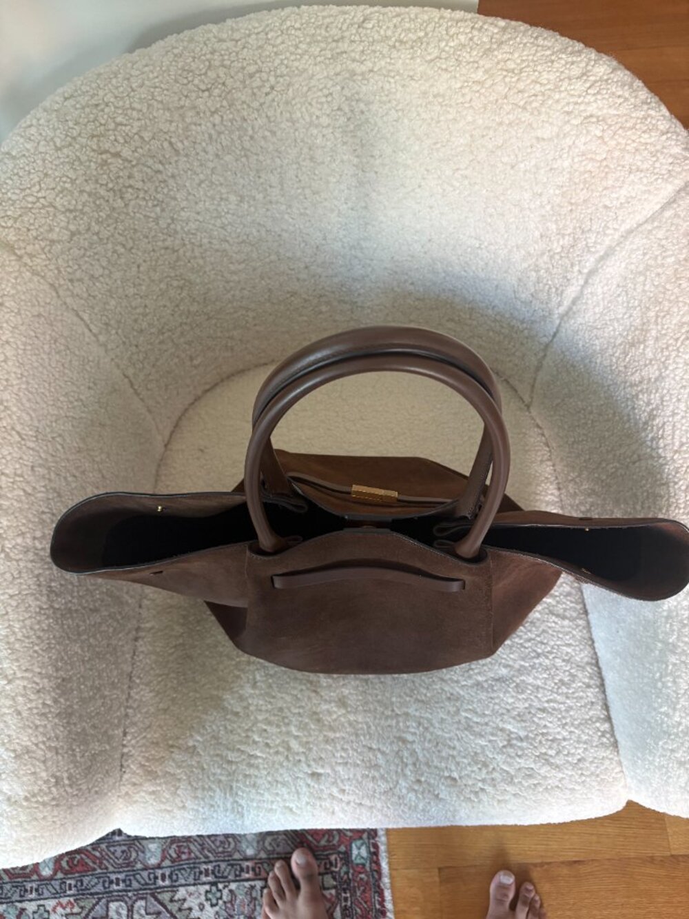 DeMellier Large New York Suede Tote – Mocha Brown, Gold Hardware - Picture 5 of 5